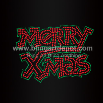 Merry Xmas Rhinestone Iron On Transfer